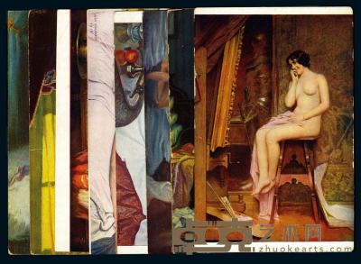 早期外国裸女图明信片一组8片 