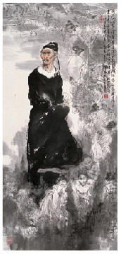 王明明 乙丑（1985年）作 杜甫诗意图 立轴109×50cm