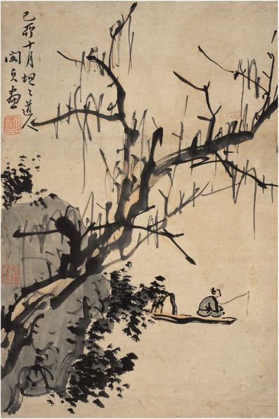 闵贞（1730～1788后）柳溪垂纶图立轴