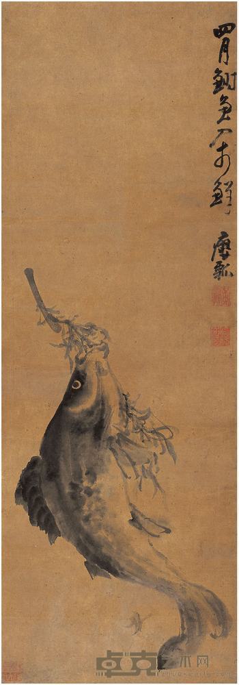 黄慎（1687～约1770）鲥鱼图镜片 107×37.5cm