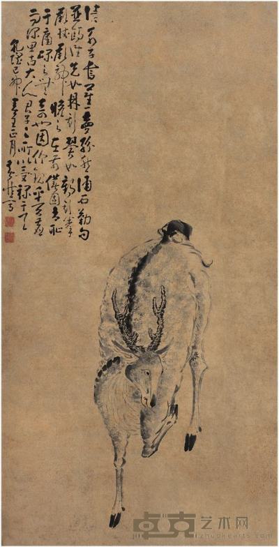 黄慎（1687～约1770）受禄图立轴 155.8×79.5cm?