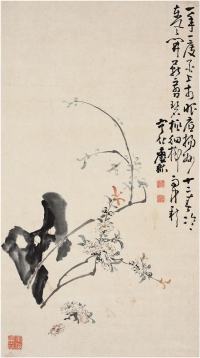 黄慎（1687～约1770）碧桃细柳图立轴