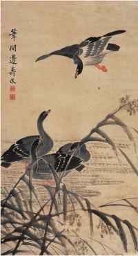 边寿民（1684～1752）芦雁图镜片