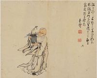 黄慎（1687～约1770）捧花仙翁镜片