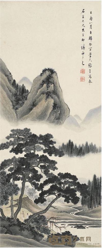 张崟（1761?1829）松溪云山图立轴 87.5×36cm
