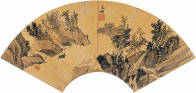 文徵明（1470～1559）江边闲话图扇页