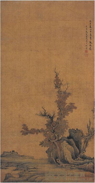 陈洪绶（1598～1652）溪山秋色图立轴 49.5×26cm