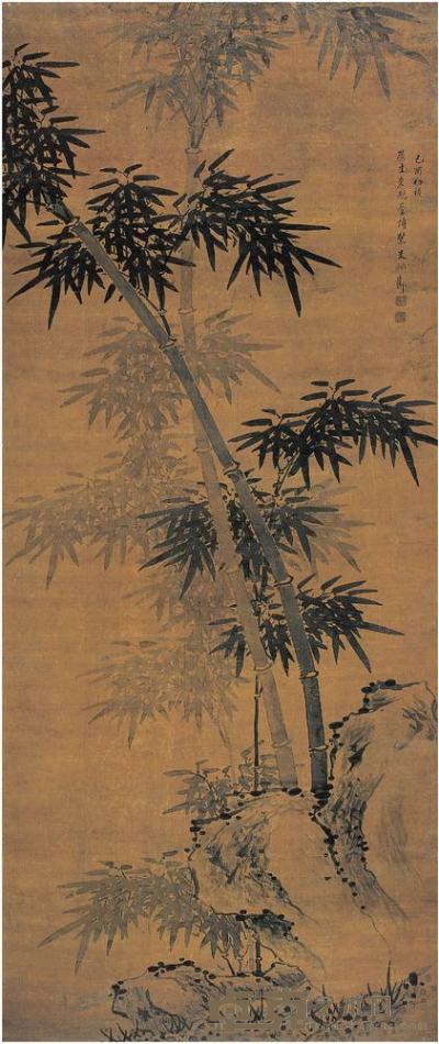 史颜节（1596～1674后）竹石图立轴 151.5×64.5cm?