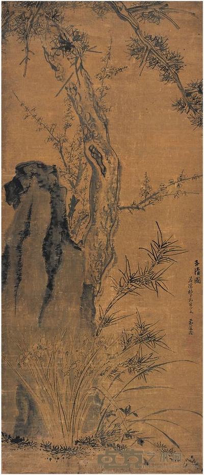 黄道周（1585?1646）五清图立轴 124.5×53.5cm