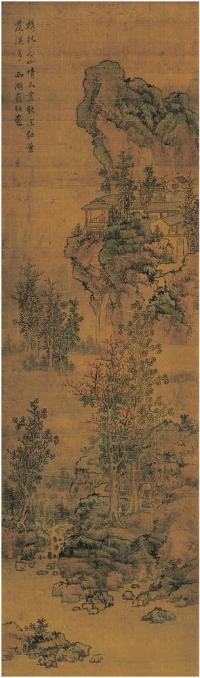 蓝瑛（1585～1664后）携杖看山图镜片