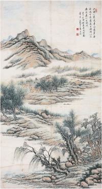 张石园（1899～1959）江南水村图画心