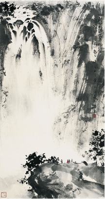 傅抱石（1904～1965）镜泊飞瀑图立轴