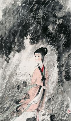 傅抱石（1904～1965）湘夫人图镜片