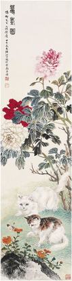 陆抑非（1908～1997）耄耋图立轴