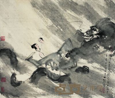 傅抱石（1904?1965）云中君图镜片 54×62cm    