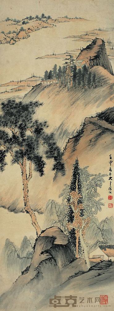 张大千（1899?1983）江山草堂图立轴 108.5×40.5cm