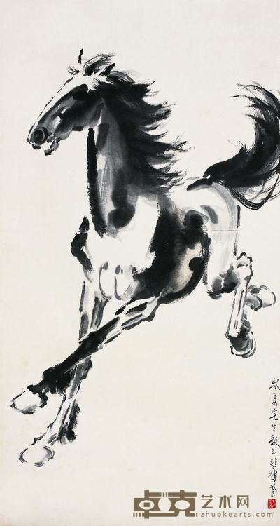 徐悲鸿（1895?1953）奔马图立轴 113×61cm