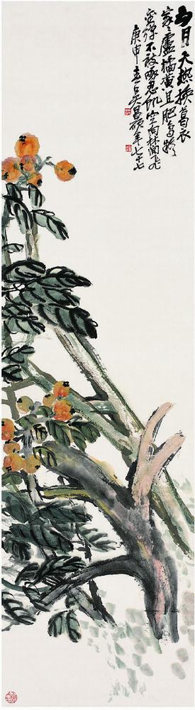 吴昌硕（1844?1927）枇杷图立轴152.8×41.5cm