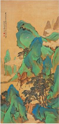 黄山寿（1855?1919）鹿鹤鸣春图立轴