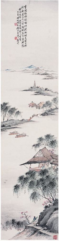 钱松喦（1899?1985）江山烟雨图立轴