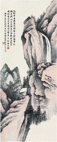 高 邕（1850?1921）石壁飞泉图立轴