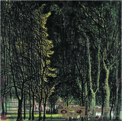 李行简（1937? ）绿阴清翠图镜片 68×67.5cm