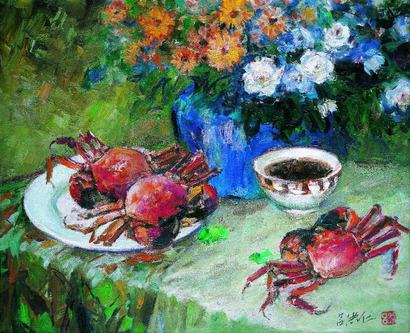 吕洪仁（b.1927）菊黄时节