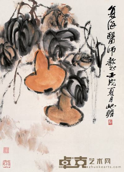 朱屺瞻 1982年作 葫芦图 立轴 69×51cm
