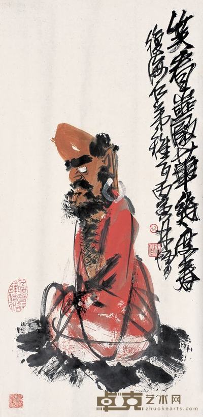 林墉 1986年作 达摩 镜心 69×35cm