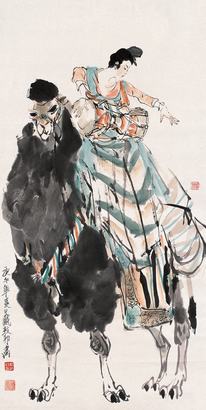戴敦邦 1990年作 骆驼人物 镜心