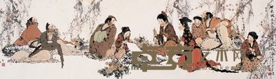 沈道鸿 1996年作 人物 镜心 47×163cm