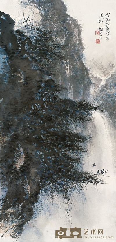黎雄才 1988年作 山水 镜心 68×32cm