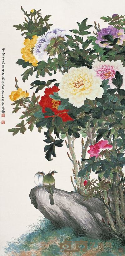 张韶石 1974年作 富贵图 立轴 135×66cm
