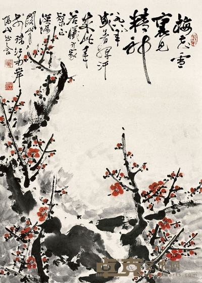 关山月 雪梅 立轴 68×49cm