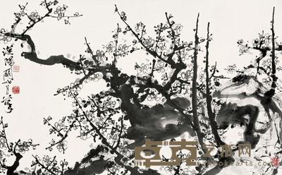 关山月 白梅 立轴 58×95cm