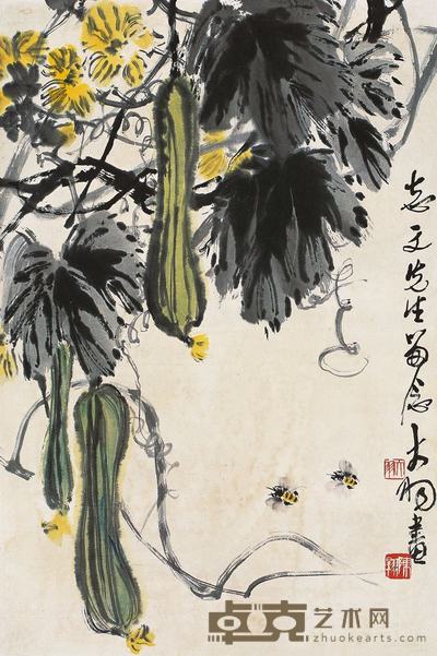 陈大羽 丝瓜 镜心 68×45cm