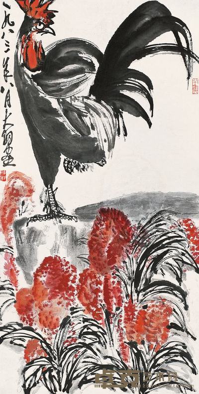 陈大羽 官上加官 镜心 136×68cm