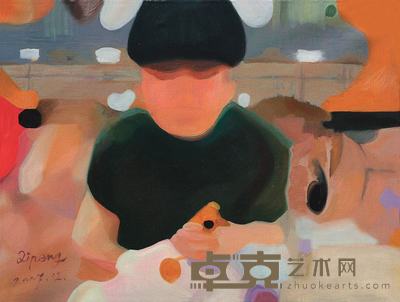 齐鹏 2007年作 吃汉堡的女孩 80×90cm