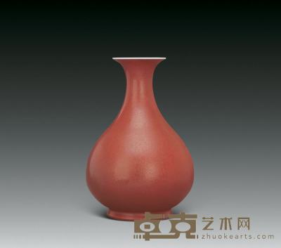 清 祭红玉壶春瓶 高28.5cm