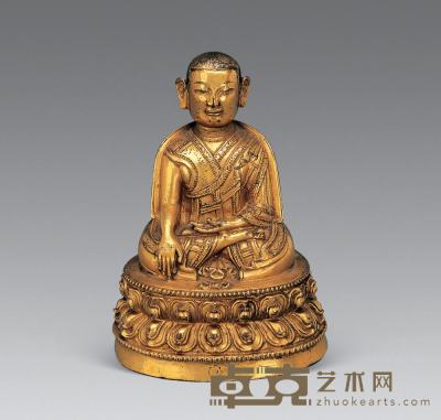 明中期 铜鎏金噶玛巴 高10cm