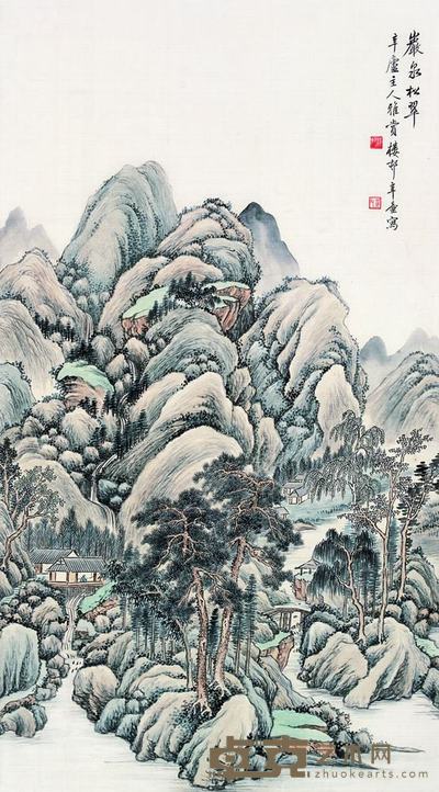 楼辛壶 岩泉松翠 镜心 83×46cm