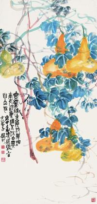 赵云壑 庚申（1920）年作 古藤葫芦 立轴