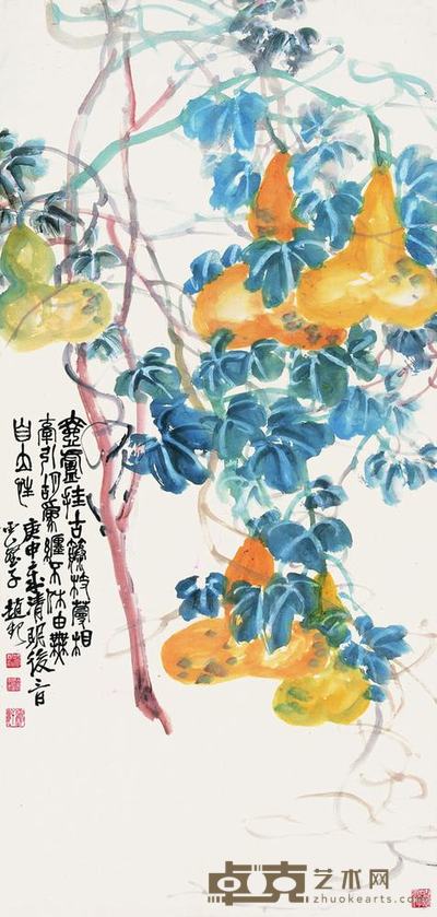 赵云壑 庚申（1920）年作 古藤葫芦 立轴 130×61cm