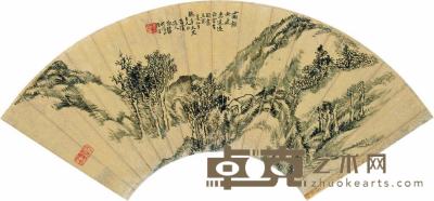 程正揆 壬寅（1662）年作 秋山图 扇面 18×50cm