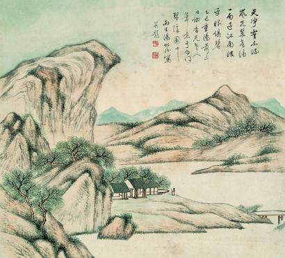 汤贻汾 己巳（1809）年作 苍山秀水 立轴