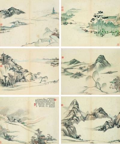 俞功懋 癸亥（1863）年作 江南春水 册页（十二开选六）