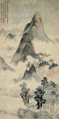 杨晋 辛酉（1681）年作 溪山雨意 立轴