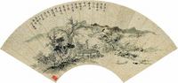 陶琳 己巳（1869）年作 寒山独钓 扇面