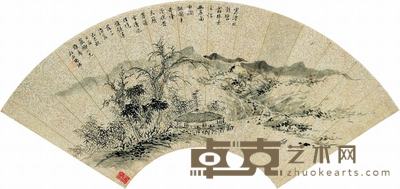 陶琳 己巳(1869)年作 寒山独钓 扇面 19×52cm