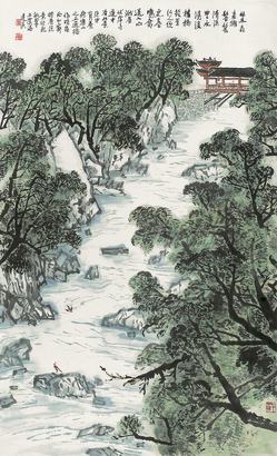 冯健吴 庚申（1980年）作 峨嵋小景 立轴